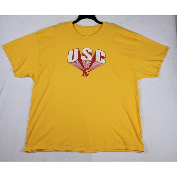 USC TROJANS Captivating Mens 3XL Tee Shirt Yellow with Distressed Logo EC - Picture 1 of 8
